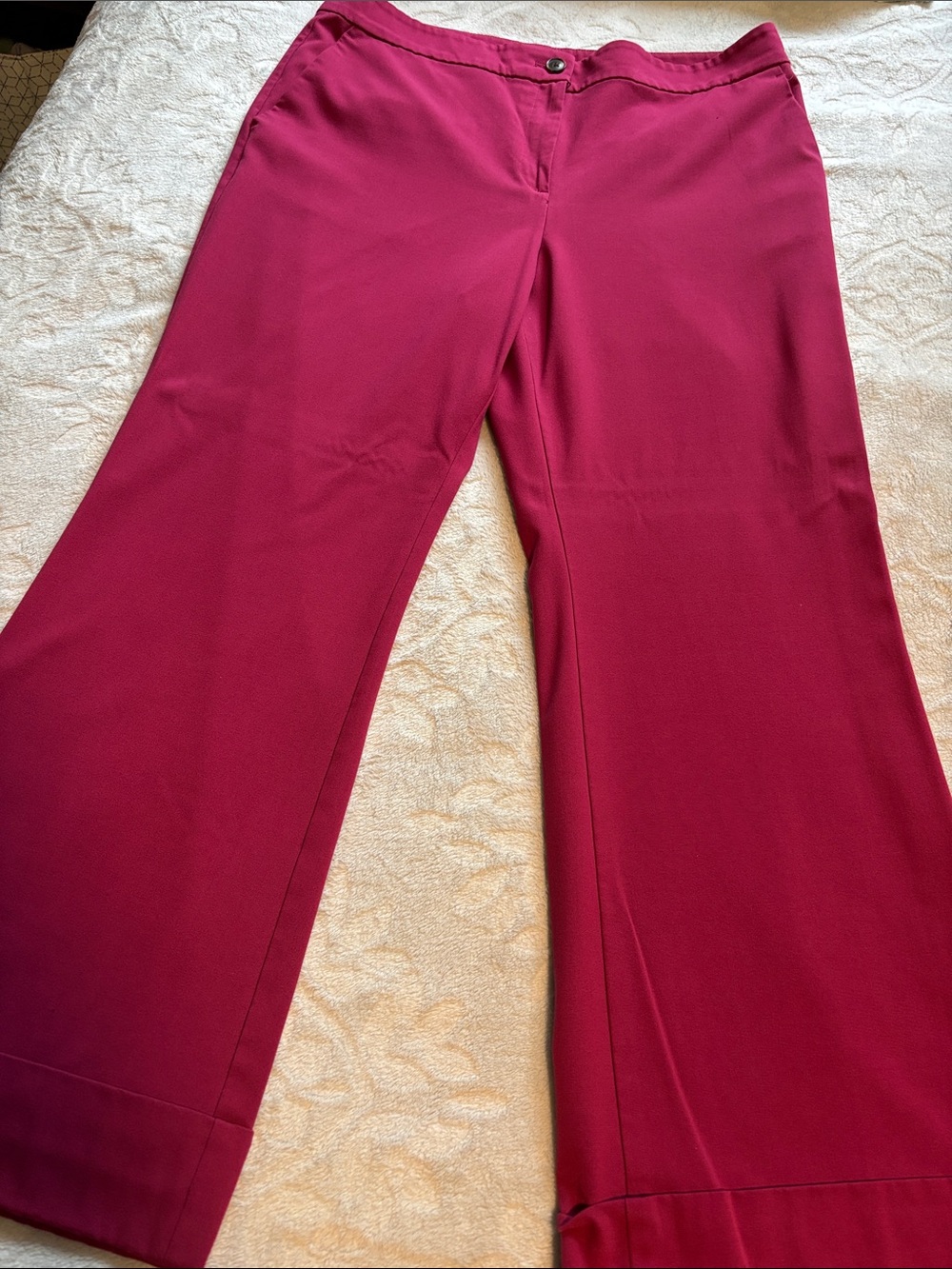 Ann Taylor Factory Wide-Leg Pants in Deep Raspberry
